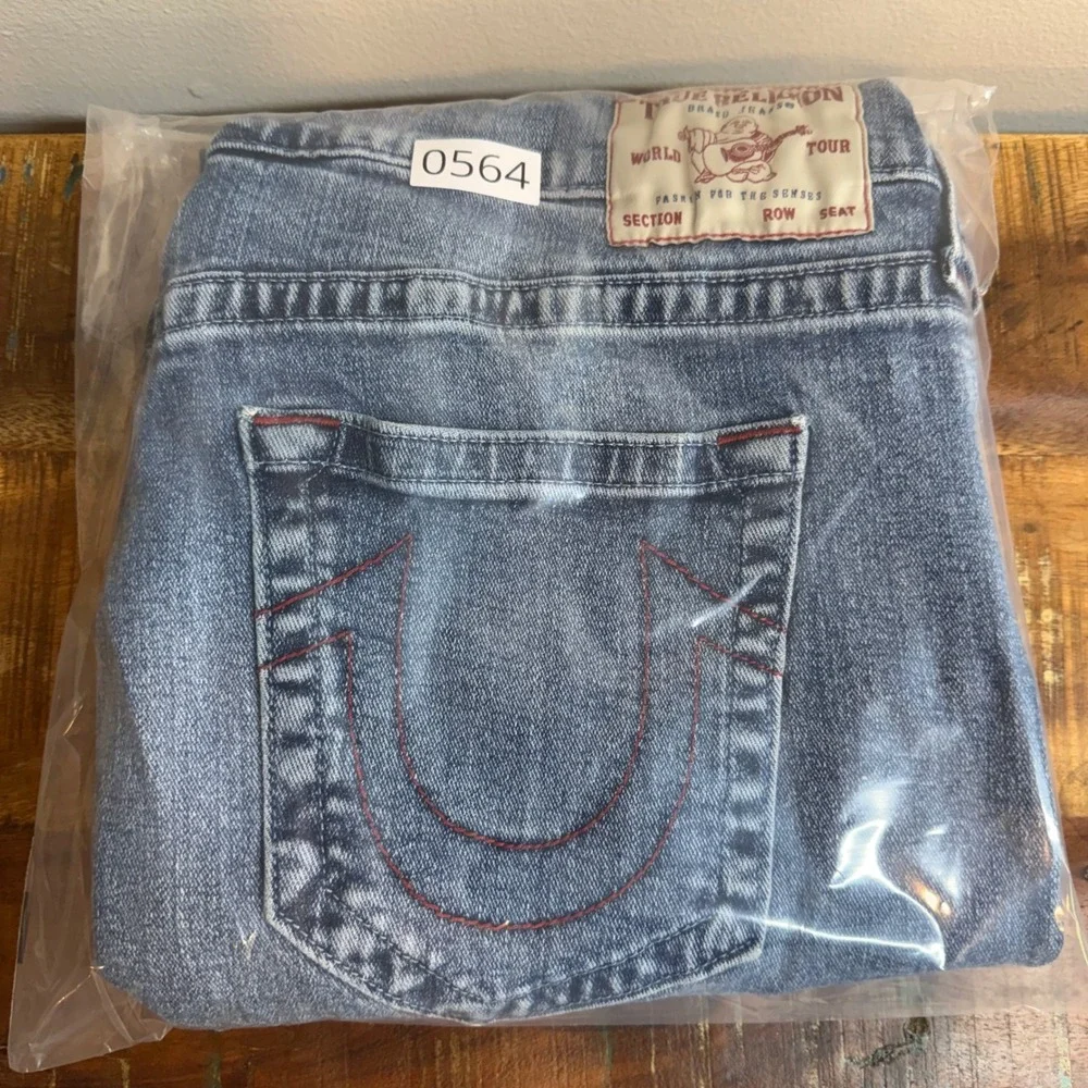 True Religion Ricky Mens 38x33 Relaxed Straight Jeans Horseshoe Denim Y2K